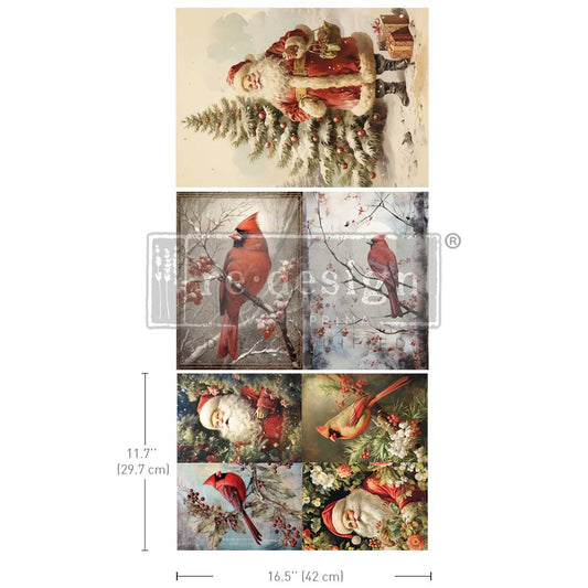 Redesign Decoupage Fiber Paper FESTIVE CARDINAL