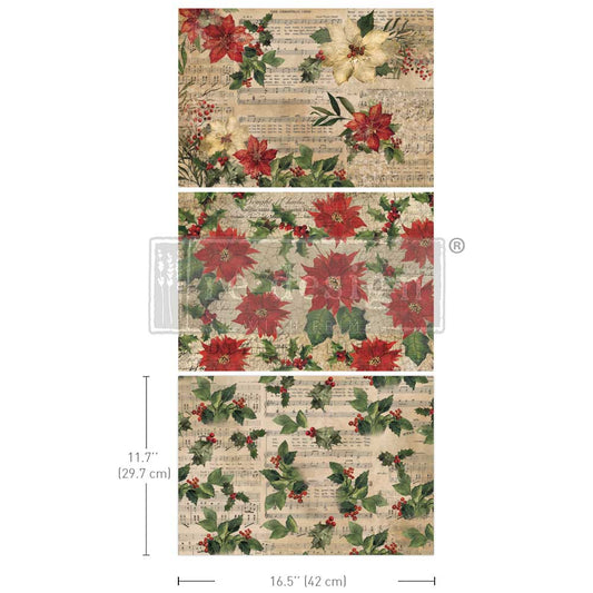 Redesign Decoupage Fiber Paper POINSETTIAS