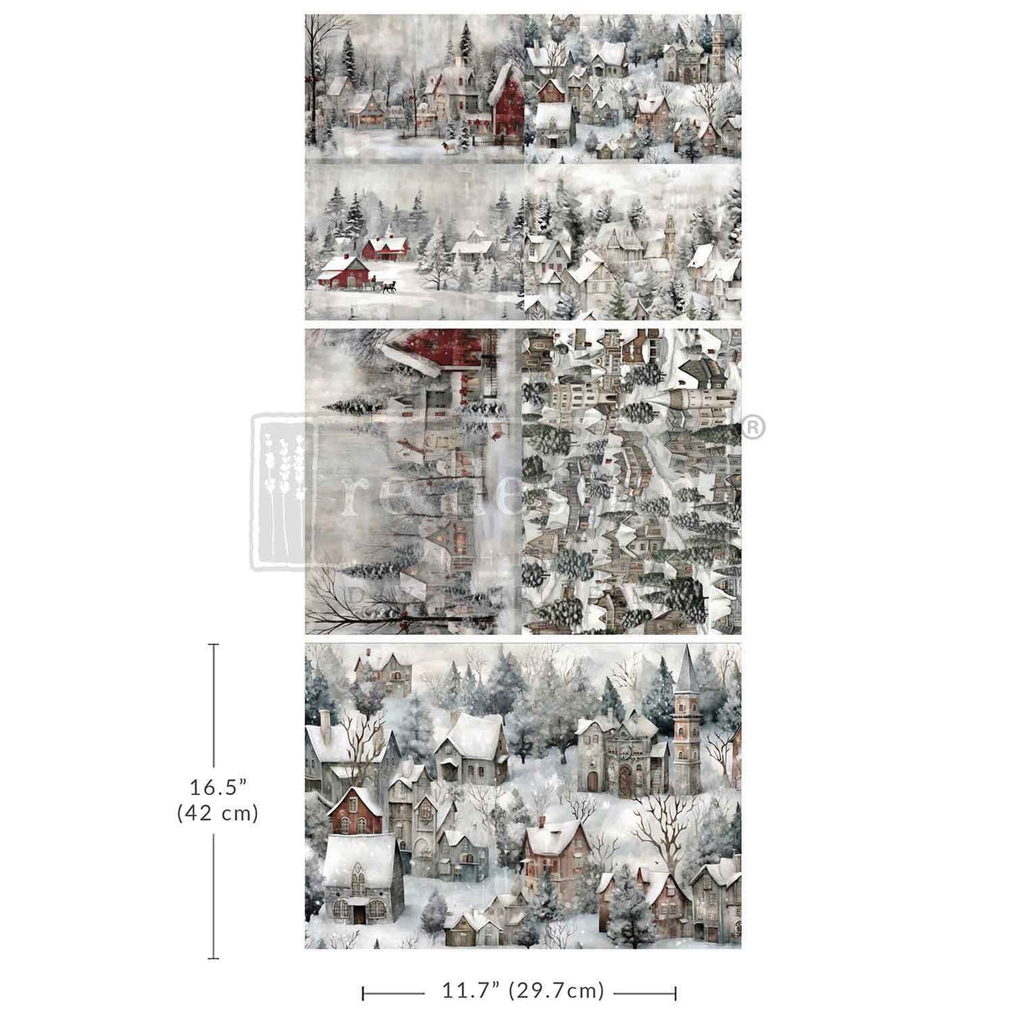 Redesign Decoupage Fiber Paper SILENT NIGHT SNOW VILLAGE